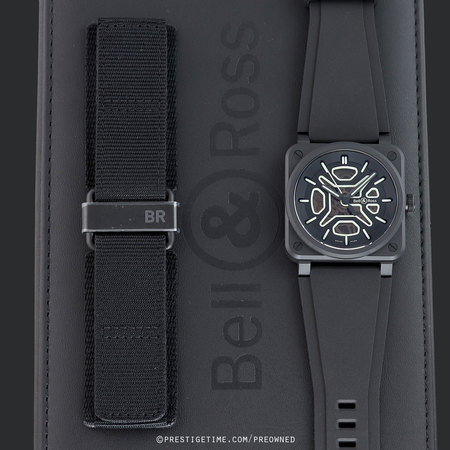 Pre-owned Bell & Ross BR-03 Automatic Skeleton LUM 41mm BR03A-LM-SKCE/SRB