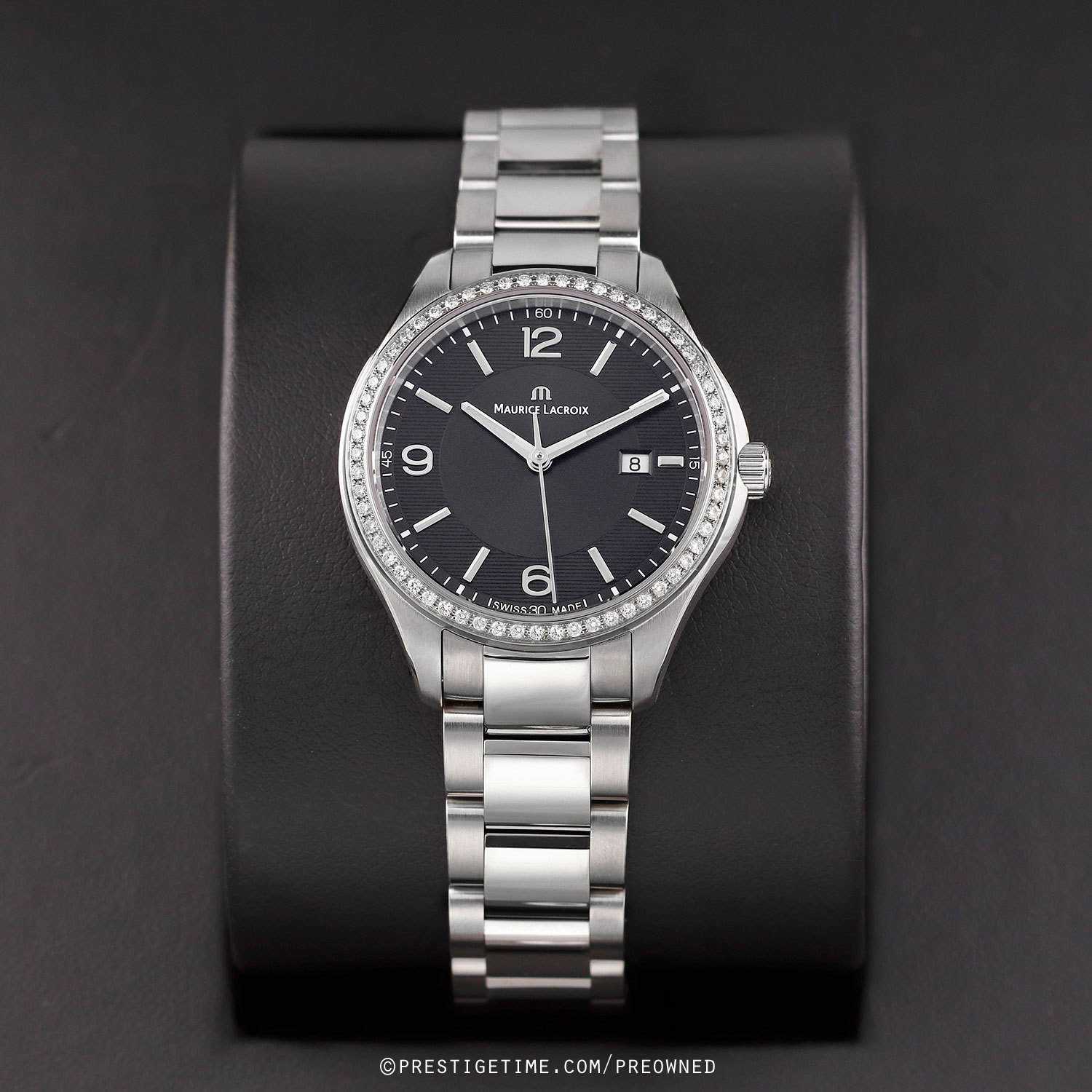 $850 Maurice Lacroix Swiss Miros Integral Ladies Diamond Watch w Box Extra Link Pre-owned Maurice Lacroix Miros Quartz Ladies mi1014-sd502-130 main image 4