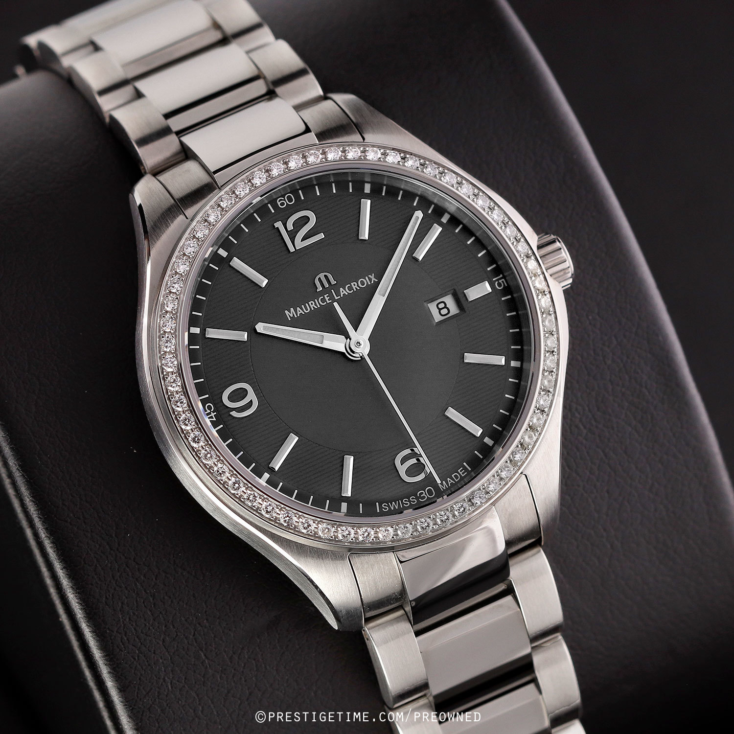 $850 Maurice Lacroix Swiss Miros Integral Ladies Diamond Watch w Box Extra Link Pre-owned Maurice Lacroix Miros Quartz Ladies mi1014-sd502-130 main image 3