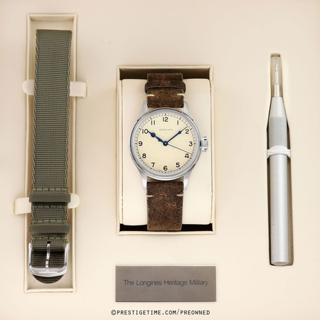 Pre-owned Longines Heritage Military 38.5mm L2.819.4.93.2