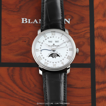 Pre-owned Blancpain Villeret Moonphase & Complete Calendar 40mm 6654-1127-55B