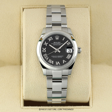 Pre-owned Rolex Datejust 31mm Stainless Steel 278240 Black Roman Oyster