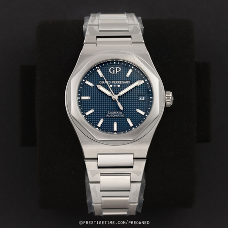 Pre-owned Girard Perregaux Laureato Midnight Blue 38mm 81005-11-3460-1CM