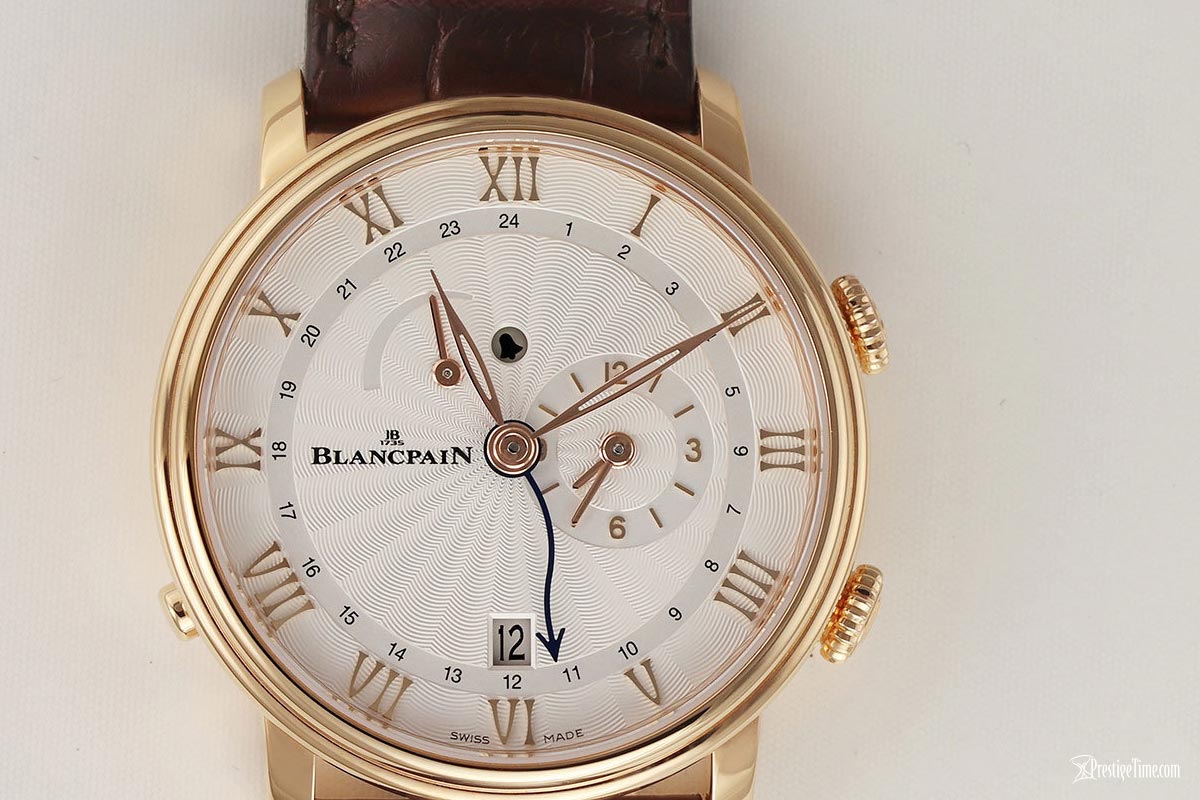 Blancpain Villeret Reveil GMT Review rose gold on brown strap