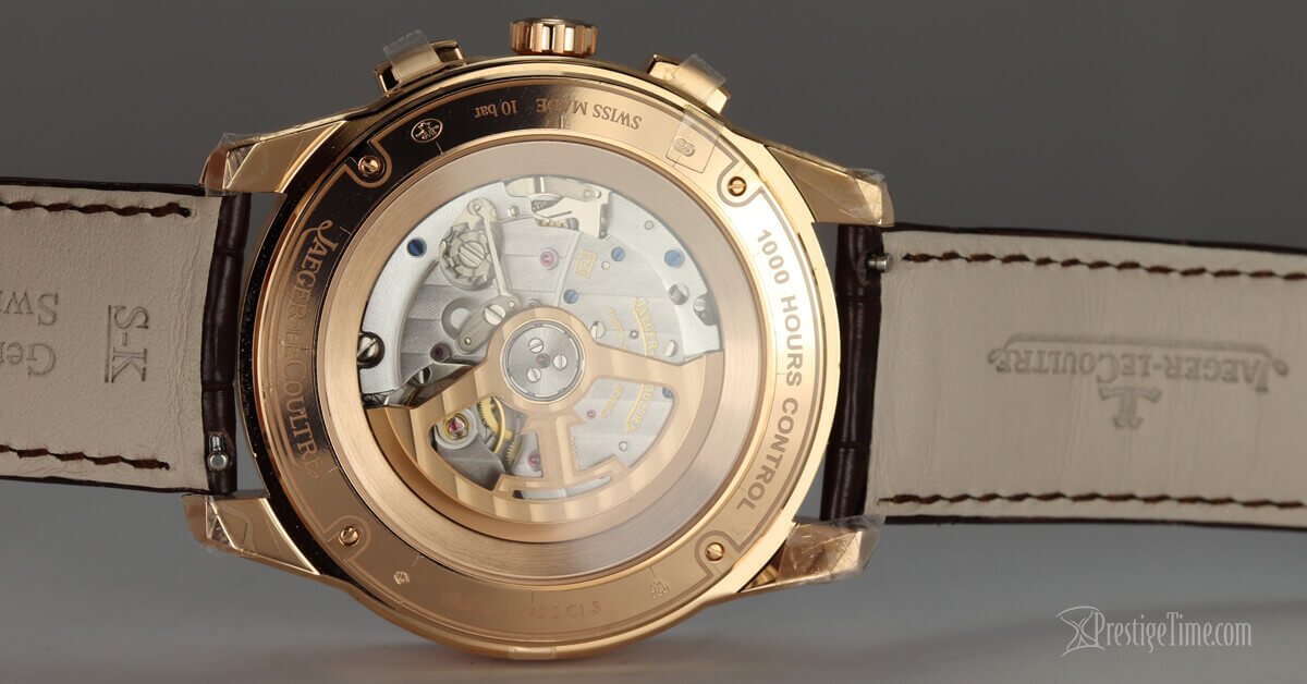 Brown leather JLC Strap with an 18kt rose gold deployant buckle