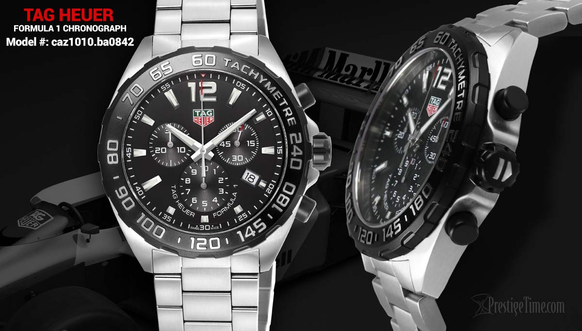 TAG F1 Chronograph Black Dial Steel Bracelet